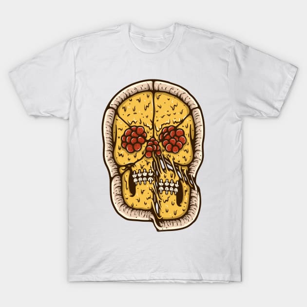 Pizza Skull T-Shirt by quilimo